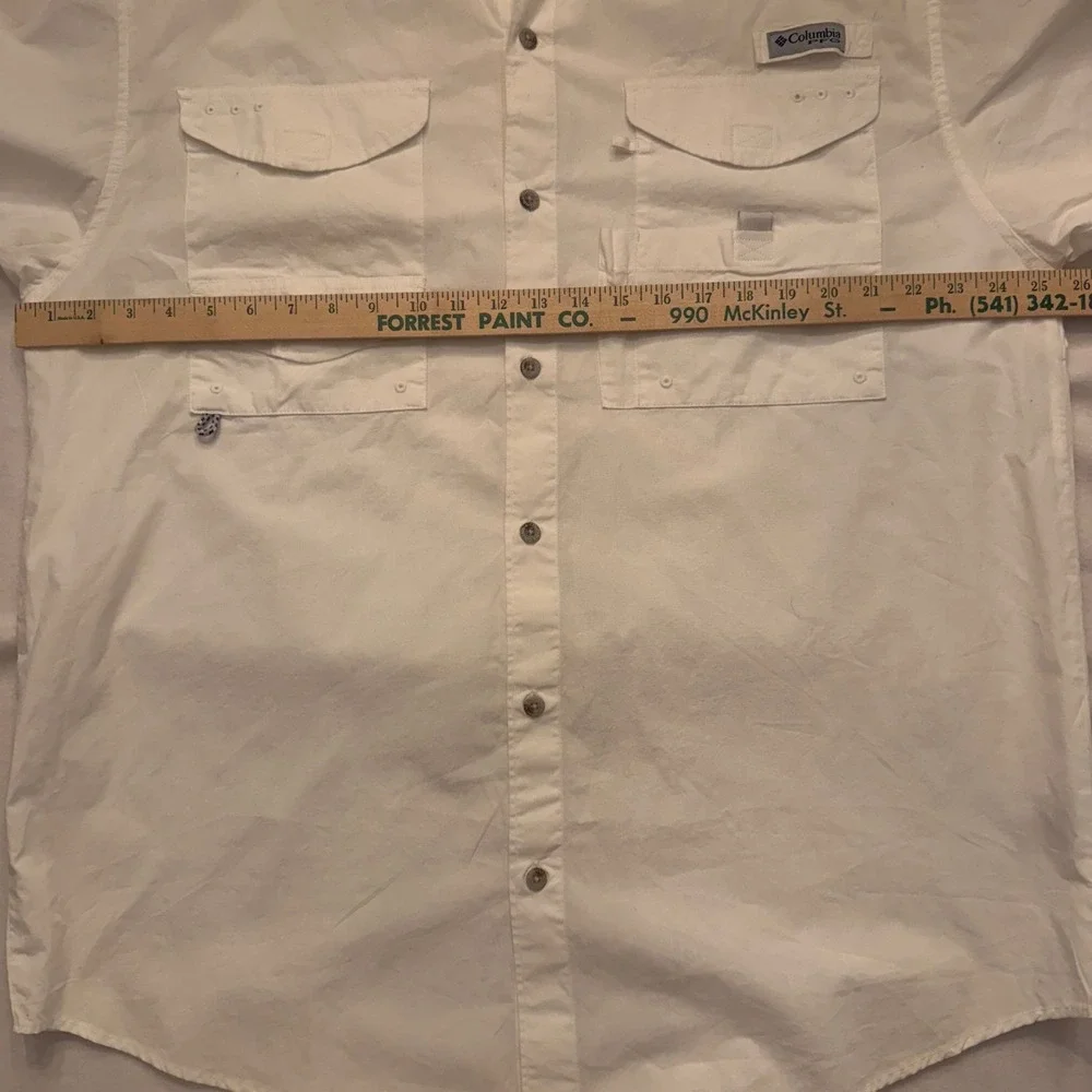 Columbia PFG Bonehead Fishing Shirt Mens Large White Short Sleeve Vented